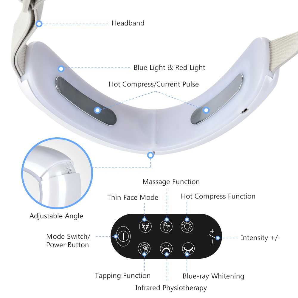 EMS Face Massager Facial Lifting V Face Slimming Double Chin Reducer LED Photon Light Therapy Anti Aging Wrinkles Belt Device