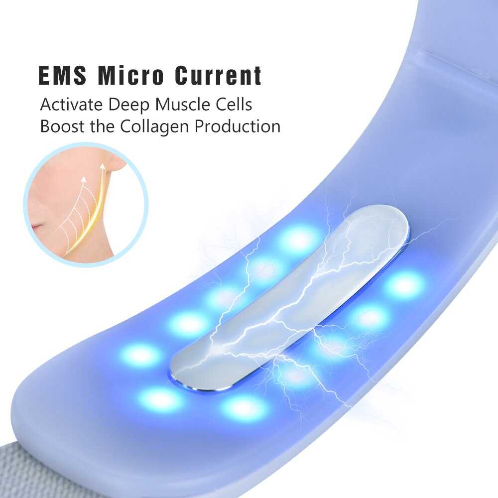 EMS Face Massager Facial Lifting V Face Slimming Double Chin Reducer LED Photon Light Therapy Anti Aging Wrinkles Belt Device