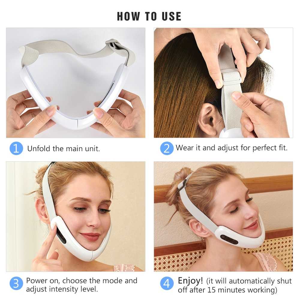 EMS Face Massager Facial Lifting V Face Slimming Double Chin Reducer LED Photon Light Therapy Anti Aging Wrinkles Belt Device