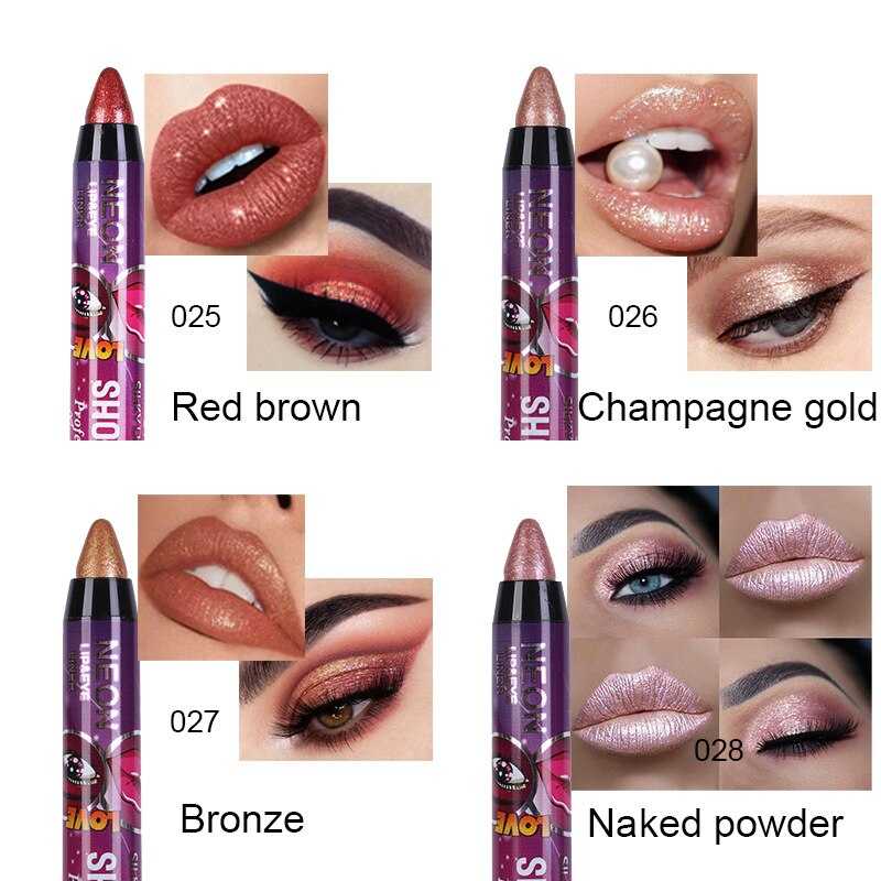 36 Color Eye Shadow Pen Waterproof 2 In 1 Not Smudge Eye Shadow Stick Lip Makeup Pen Glitter Shimmer Long-lasting Eye Shadow Pen