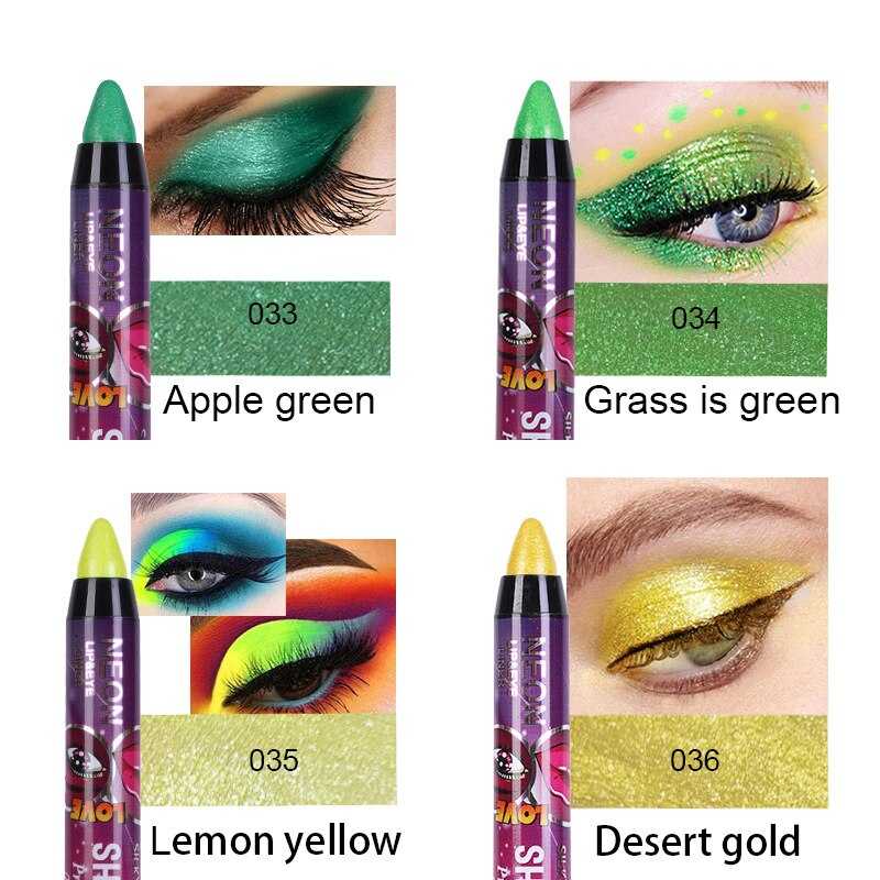 36 Color Eye Shadow Pen Waterproof 2 In 1 Not Smudge Eye Shadow Stick Lip Makeup Pen Glitter Shimmer Long-lasting Eye Shadow Pen