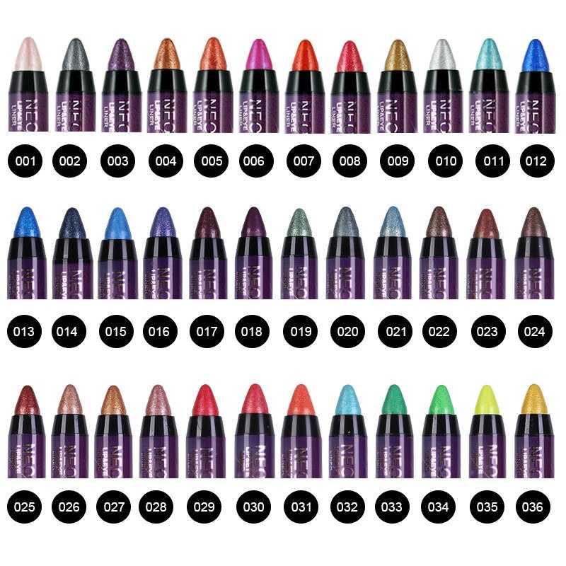 36 Color Eye Shadow Pen Waterproof 2 In 1 Not Smudge Eye Shadow Stick Lip Makeup Pen Glitter Shimmer Long-lasting Eye Shadow Pen