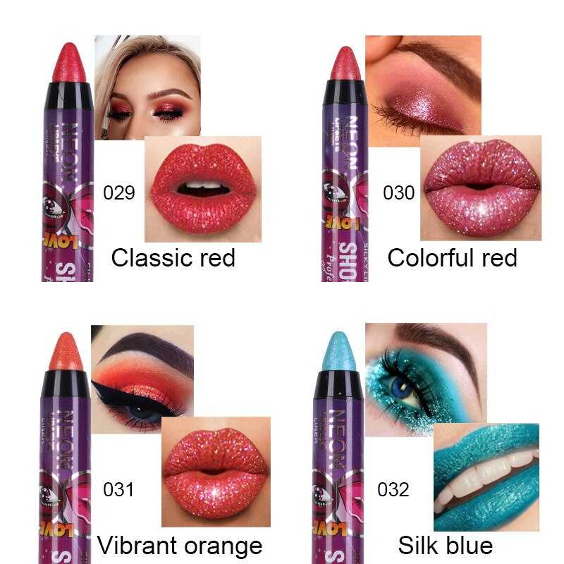 36 Color Eye Shadow Pen Waterproof 2 In 1 Not Smudge Eye Shadow Stick Lip Makeup Pen Glitter Shimmer Long-lasting Eye Shadow Pen