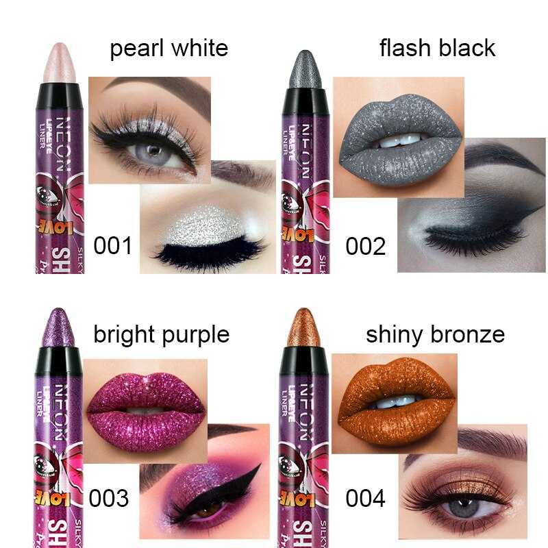 36 Color Eye Shadow Pen Waterproof 2 In 1 Not Smudge Eye Shadow Stick Lip Makeup Pen Glitter Shimmer Long-lasting Eye Shadow Pen