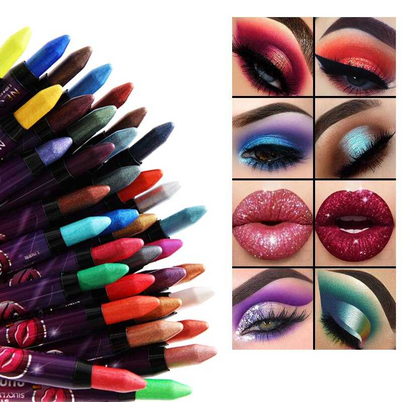 36 Color Eye Shadow Pen Waterproof 2 In 1 Not Smudge Eye Shadow Stick Lip Makeup Pen Glitter Shimmer Long-lasting Eye Shadow Pen