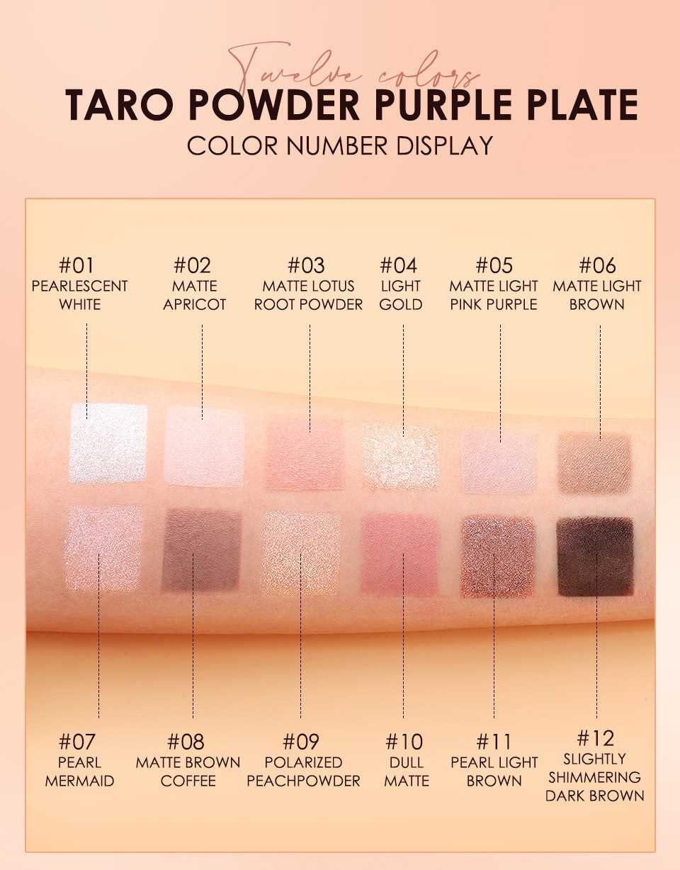 O.TWO.O Eyeshadow Palette 12 Colors Shimmer Matte Eye Shadow Long-lasting Waterproof Eye Pigments Shiny Shadows Cosmetics