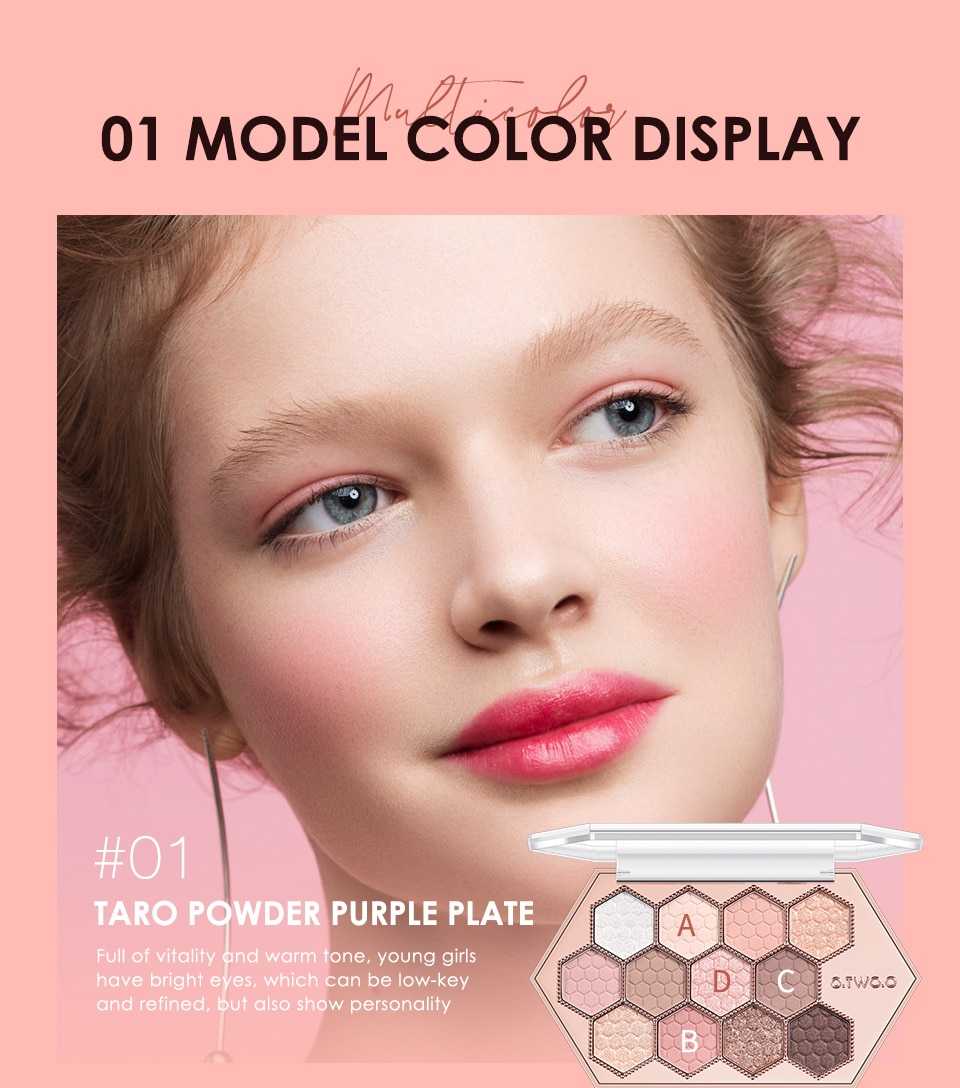 O.TWO.O Eyeshadow Palette 12 Colors Shimmer Matte Eye Shadow Long-lasting Waterproof Eye Pigments Shiny Shadows Cosmetics