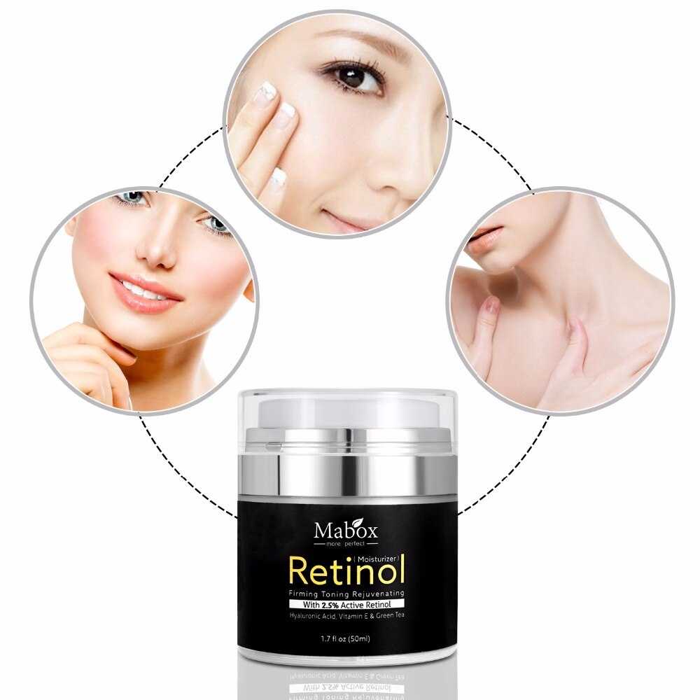 Mabox 50ml Retinol 2.5%Moisturizer Face Cream Hyaluronic Acid AntiAging Remove Wrinkle Vitamin E Collagen Smooth Whitening Cream