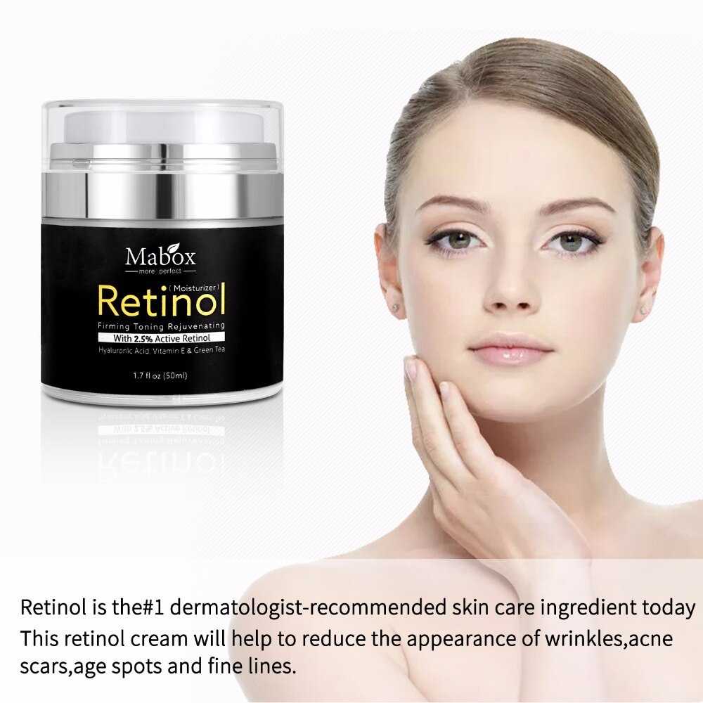 Mabox 50ml Retinol 2.5%Moisturizer Face Cream Hyaluronic Acid AntiAging Remove Wrinkle Vitamin E Collagen Smooth Whitening Cream