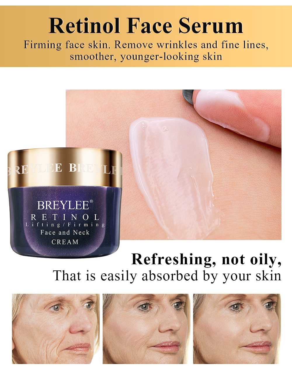 BREYLEE Retinol Series Anti Aging Firming Face Mask Facial Eye Cream Serum Remove Fine Lines Wrinkles Tighten Skin Care Essence