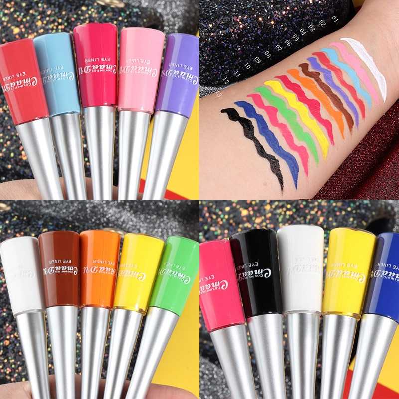 Cmaadu 17Colors MATTE Waterproof Eyeshadow Liquid Eyeliner Makeup Metallic Colorful Eyeliner Smooth Liquid Eye Liner *1pcs