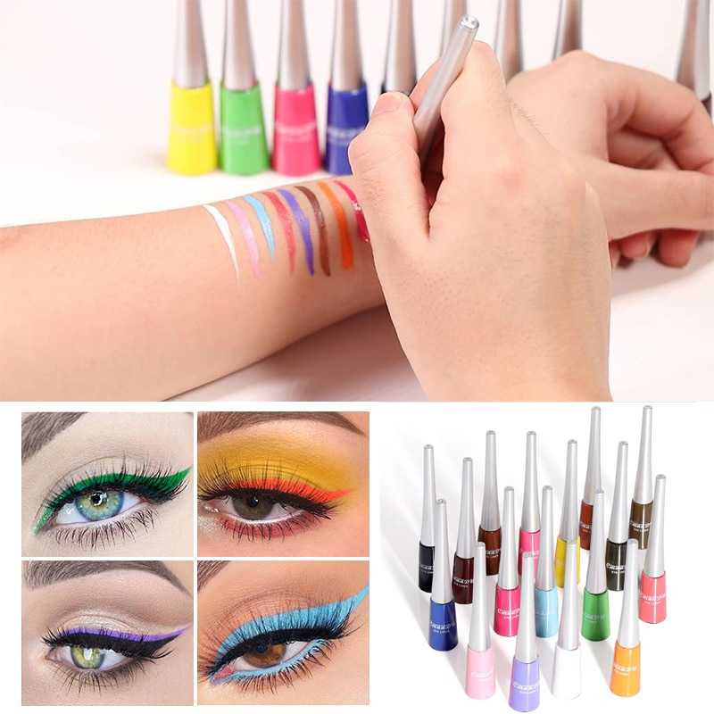 Cmaadu 17Colors MATTE Waterproof Eyeshadow Liquid Eyeliner Makeup Metallic Colorful Eyeliner Smooth Liquid Eye Liner *1pcs