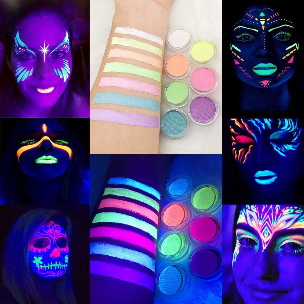 7Pcs/set Double Colors Water Activated Eyeliner UV Glow Eye Body Face Paint Retro Graphic Hydra Eye Liner 14 Colors Eye Makeup