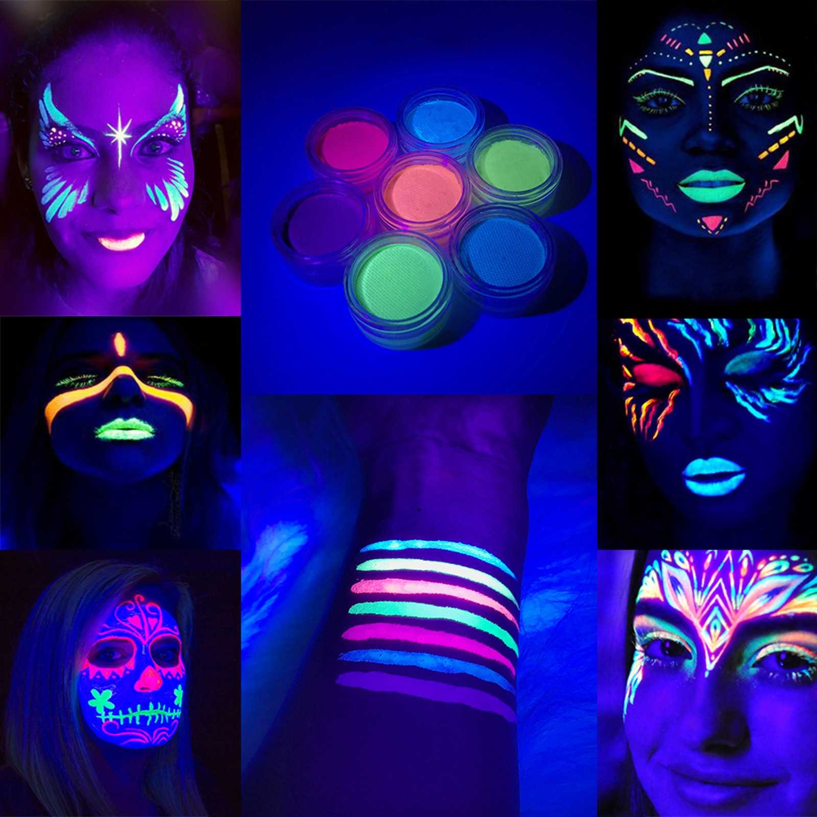 7Pcs/set Double Colors Water Activated Eyeliner UV Glow Eye Body Face Paint Retro Graphic Hydra Eye Liner 14 Colors Eye Makeup