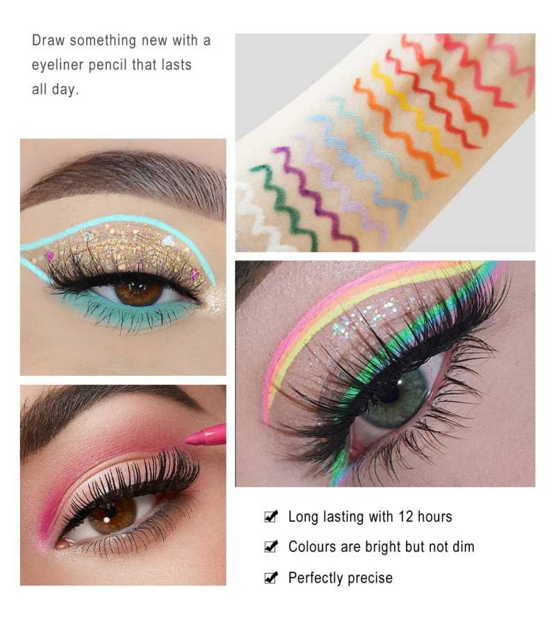 20 Color Neon Matte Liquid Eyeliner Pencil Waterproof Long-lasting Colorful White Yellow Blue Eye Liner Gel Pen Makeup Cosmetics