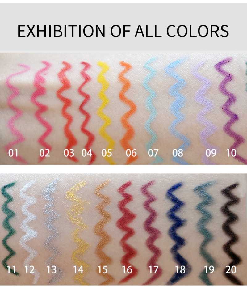 20 Color Neon Matte Liquid Eyeliner Pencil Waterproof Long-lasting Colorful White Yellow Blue Eye Liner Gel Pen Makeup Cosmetics