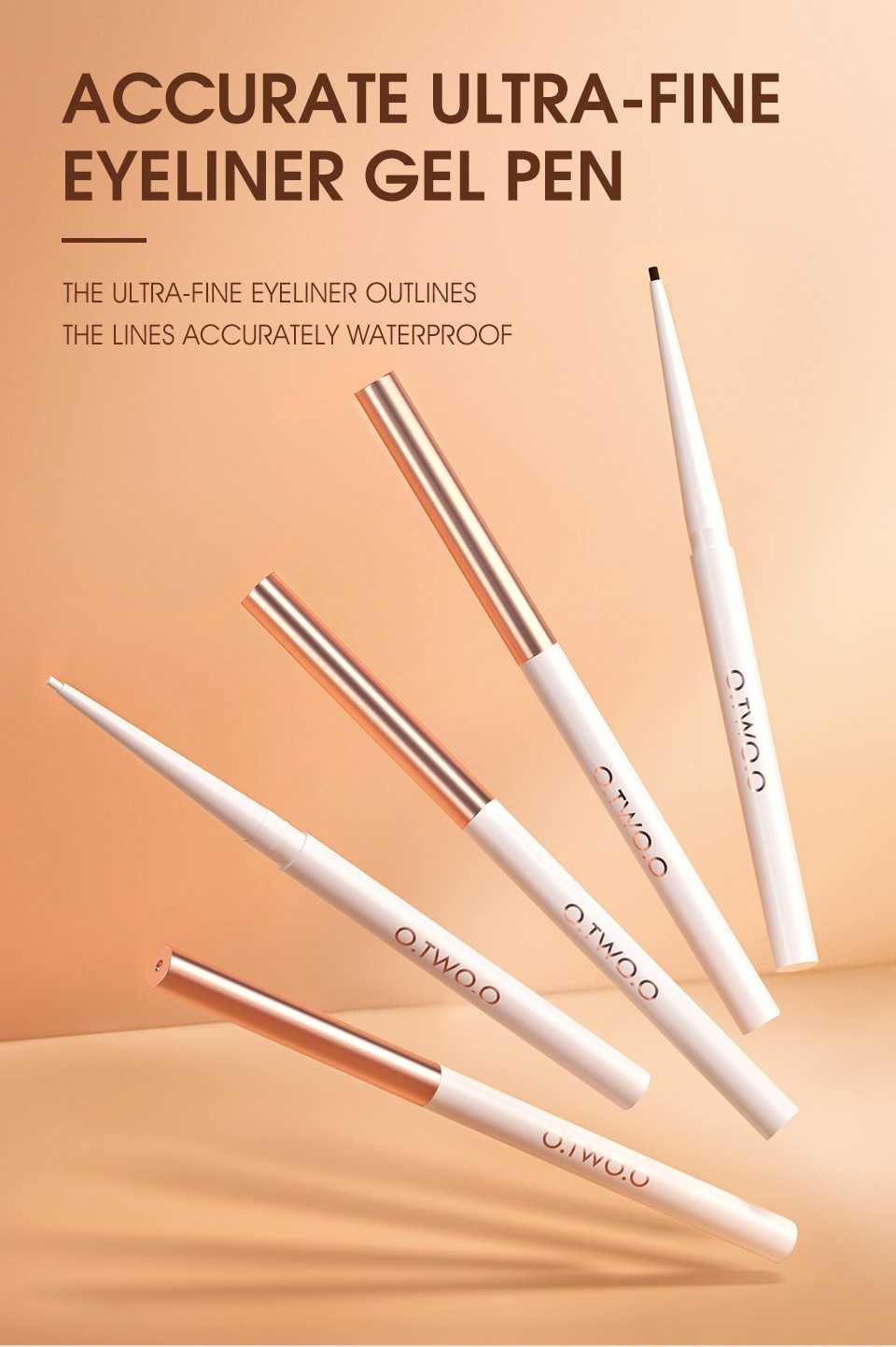 O.TWO.O Eyeliner Gel Pencil Eye Liner Pen 4 Colors 1.0MM Ultra-fine Smooth Waterproof White Brown Eyeliner Pen Makeup for Eyes