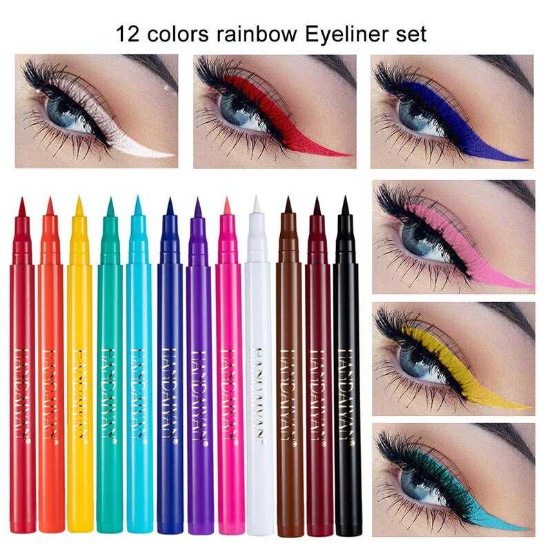 12 Colors Eyeliner Liquid Pencil Waterproof Easy To Wear Make Up Matte Eye Liner Blue Red Green White Gold Brown Eyliner