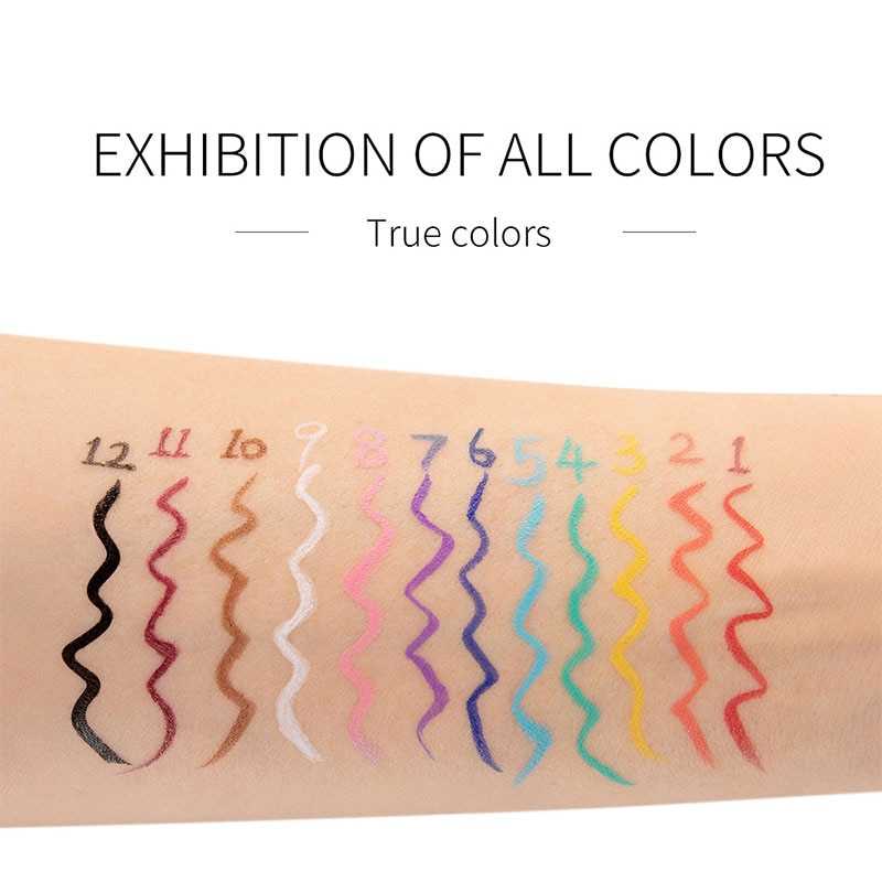 12 Colors Eyeliner Liquid Pencil Waterproof Easy To Wear Make Up Matte Eye Liner Blue Red Green White Gold Brown Eyliner