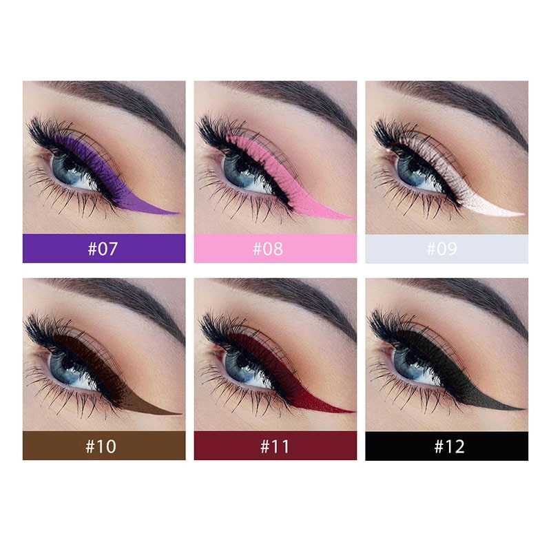 12 Colors Eyeliner Liquid Pencil Waterproof Easy To Wear Make Up Matte Eye Liner Blue Red Green White Gold Brown Eyliner