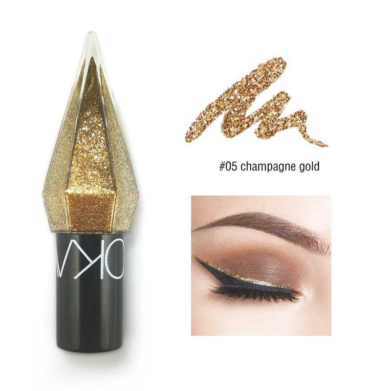 Shiny Eye Liners Pigment Silver Rose Gold Color Liquid Glitter eyeshadow Professional Eyeliner Beauty Cosmetics Makeup for Women