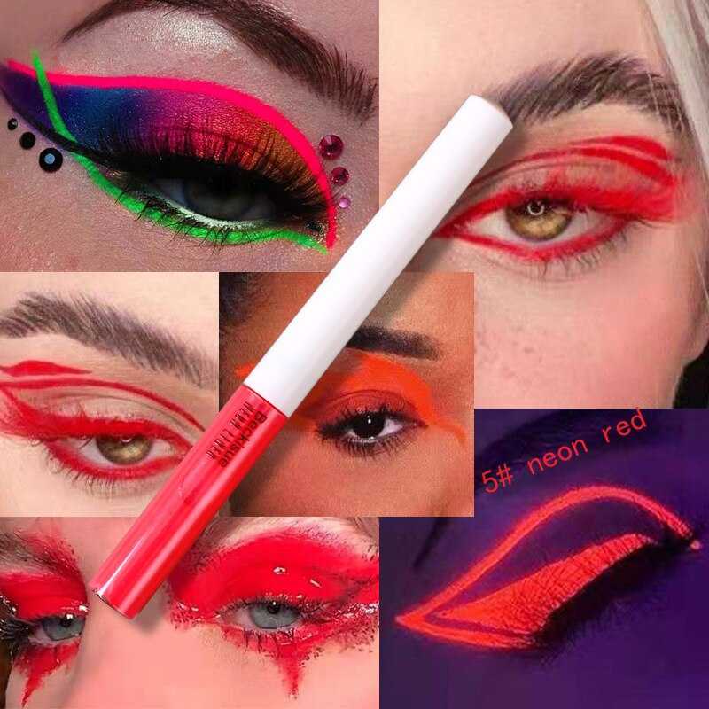 Professional Shiny Eyeliner Cosmetic Pigment UV Neon Makeup Liquid Glitter Pigment Eyeliner Quick Dry Fluorescence in Dark