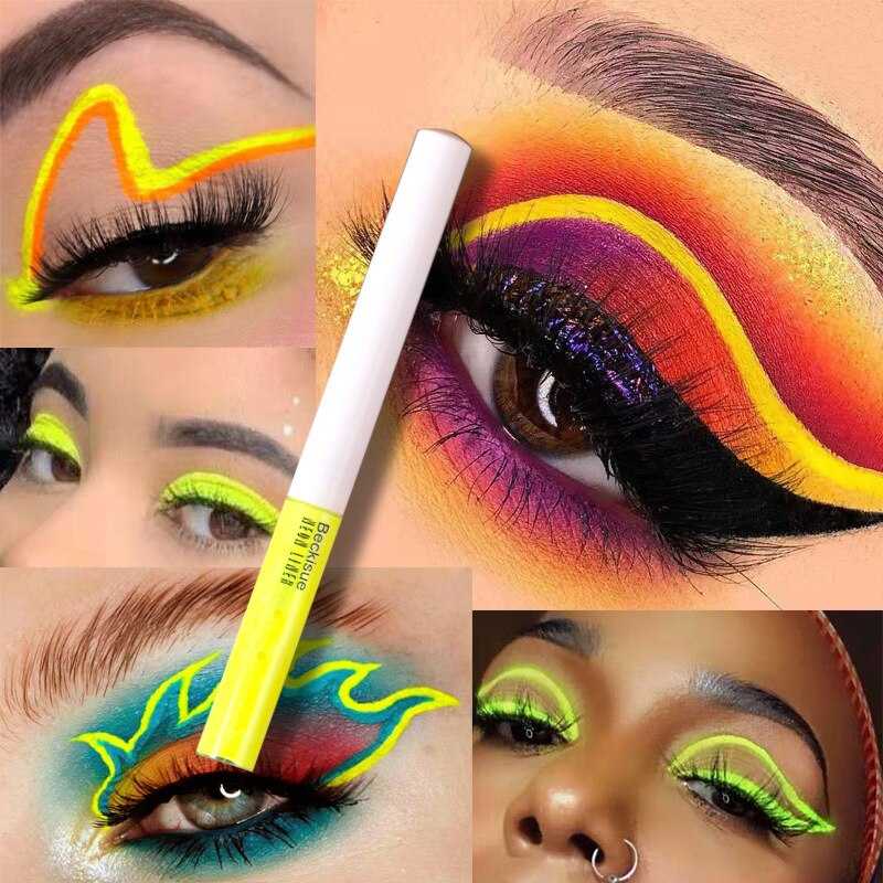 Professional Shiny Eyeliner Cosmetic Pigment UV Neon Makeup Liquid Glitter Pigment Eyeliner Quick Dry Fluorescence in Dark