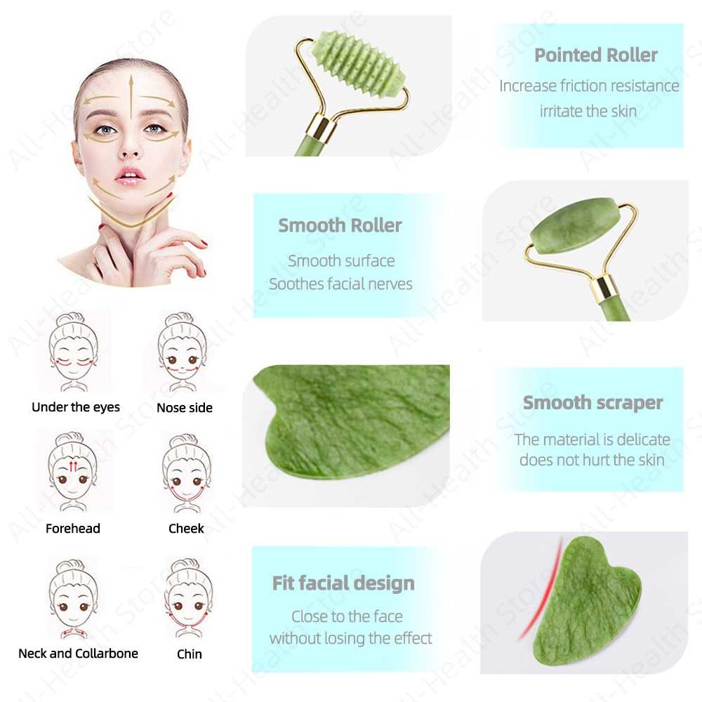 Natural Massager For Face Gouache Scraper For Face Massager Jade Roller Guasha Scraper For Face Microniddle Roller Face Gua Sha