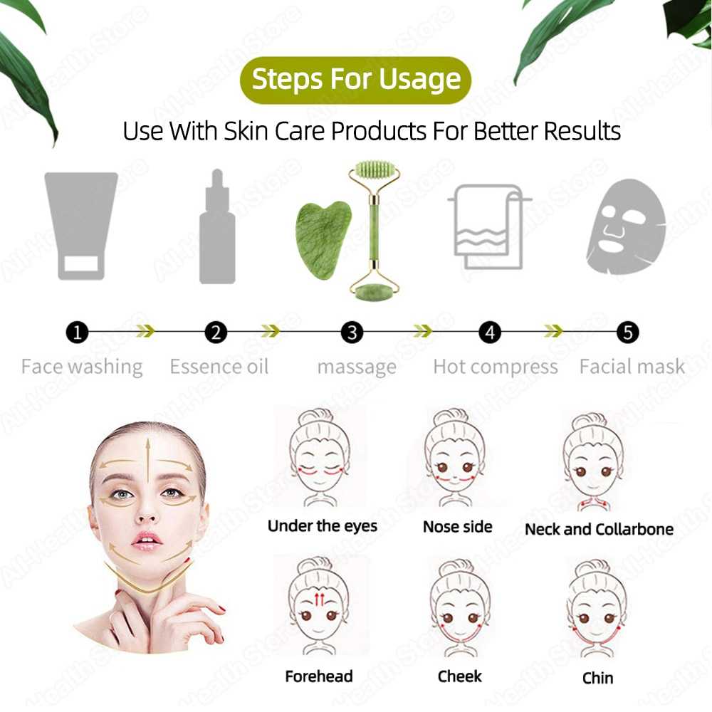 Natural Massager For Face Gouache Scraper For Face Massager Jade Roller Guasha Scraper For Face Microniddle Roller Face Gua Sha