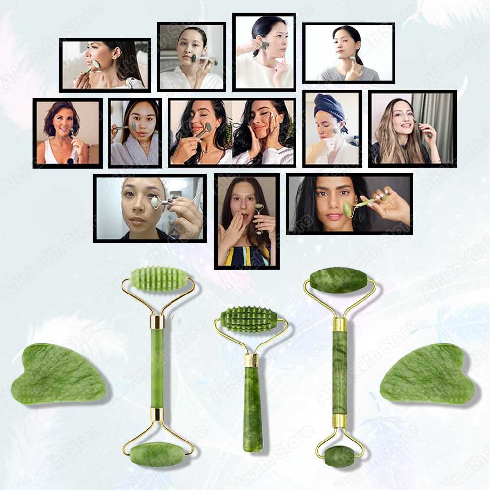 Natural Massager For Face Gouache Scraper For Face Massager Jade Roller Guasha Scraper For Face Microniddle Roller Face Gua Sha