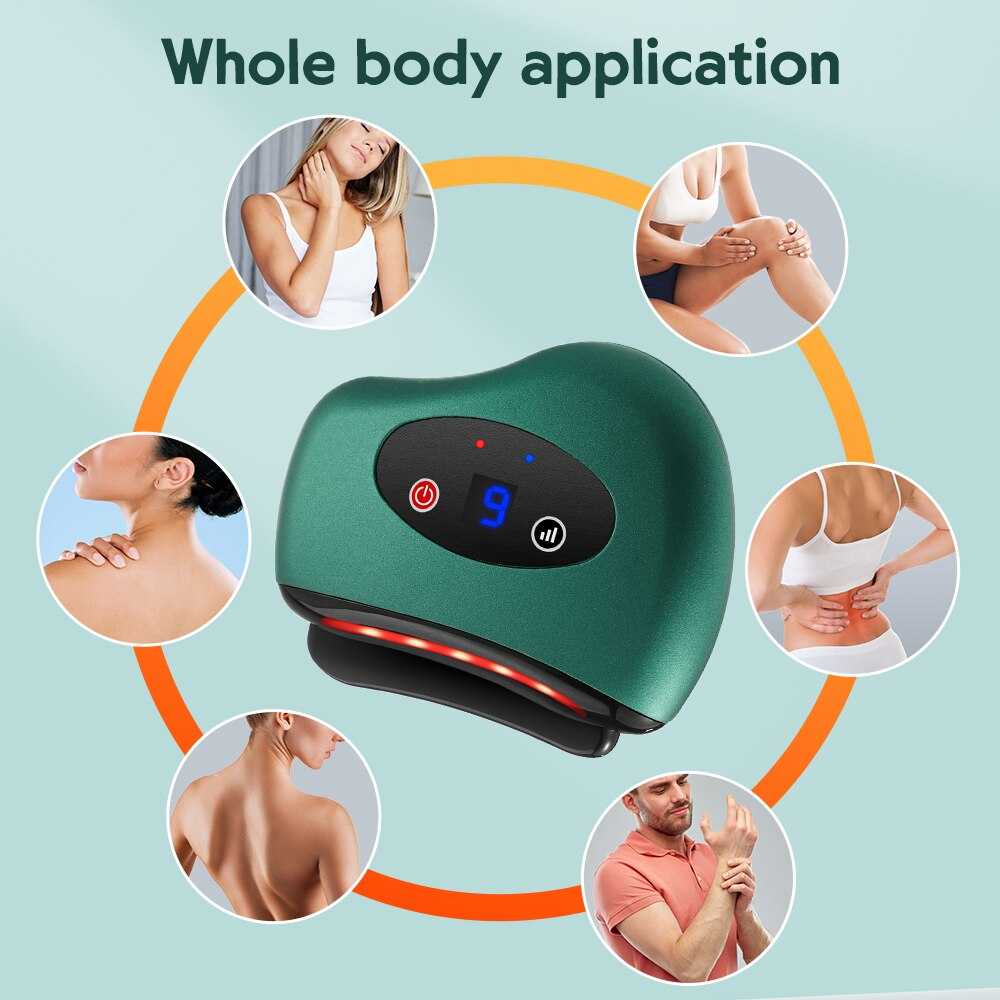 Eletric Bianstone Gua Sha Board Tools Hot Compress Heating Vibration Back Facial Massager Meridian Lymphatic Drainage Scraping