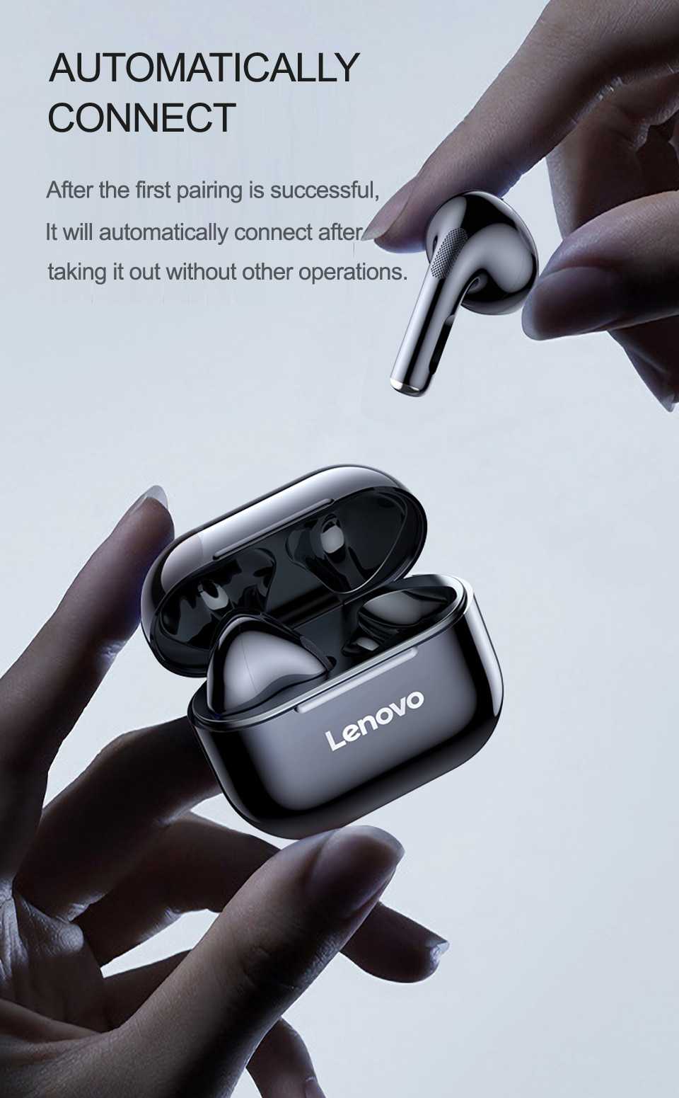 NEW Original Lenovo LP40 TWS Wireless Earphone Bluetooth 5.0 Dual Stereo Noise Reduction Bass Touch Control Long Standby 230mAH