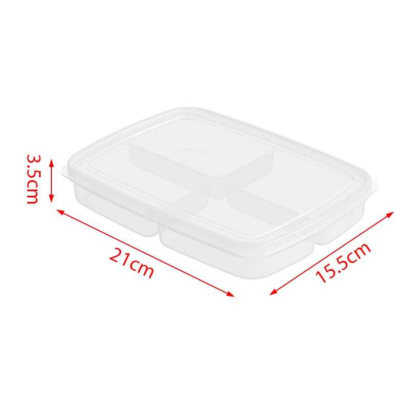 4 Grids Food Preparation Storage Box Compartment Refrigerator Freezer Organizers Sub-Packed Meat Onion Ginger Dishes Crisper