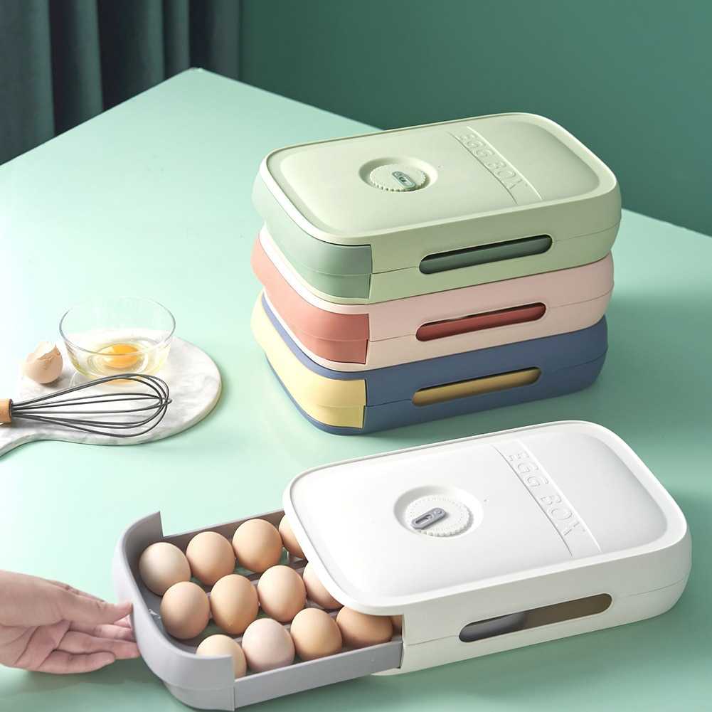 Drawer Type Refrigerator Egg Storage Box Fresh Keeping Dumpling Holder Household Organizer Drawer Type Case Holder For Kitchen