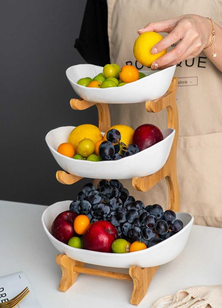 2021 Living Room Home Three-layer Plastic Fruit Plate Snack Dish Creative Modern Dried Fruit Bowl Basket Candy Cake Stand