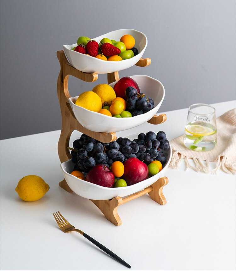 2021 Living Room Home Three-layer Plastic Fruit Plate Snack Dish Creative Modern Dried Fruit Bowl Basket Candy Cake Stand