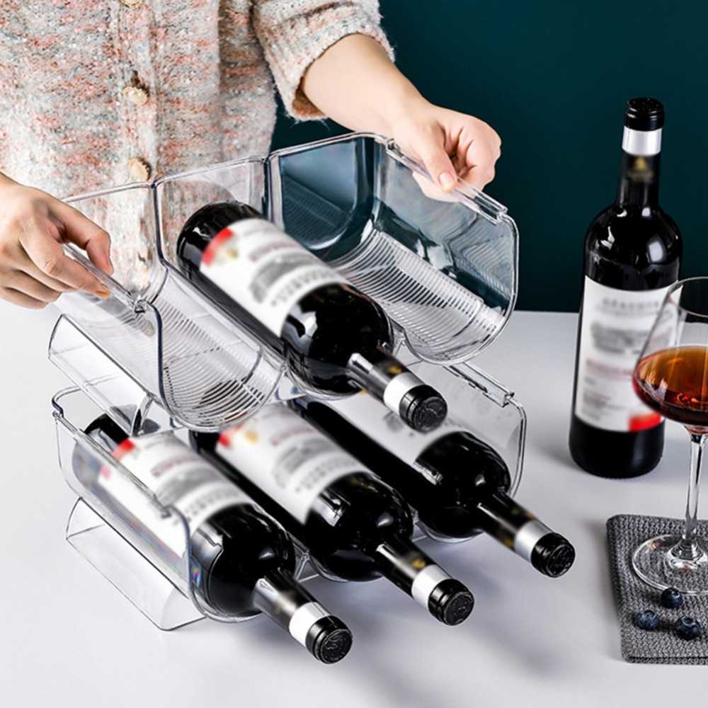 Stackable Wine Rack Bottle Holder Refrigerator Organizer Universal Beverage Bottle Organizer Champagne Storage Box