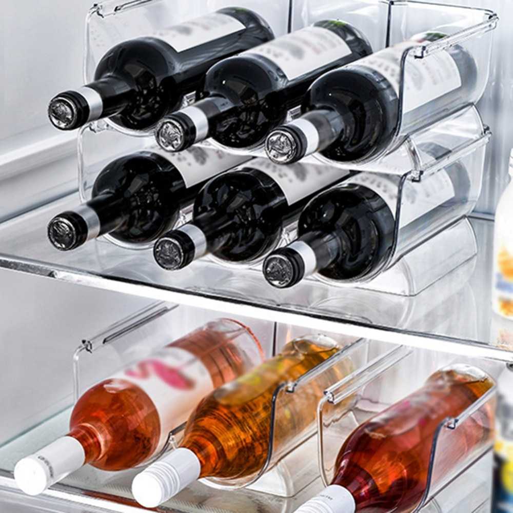 Stackable Wine Rack Bottle Holder Refrigerator Organizer Universal Beverage Bottle Organizer Champagne Storage Box