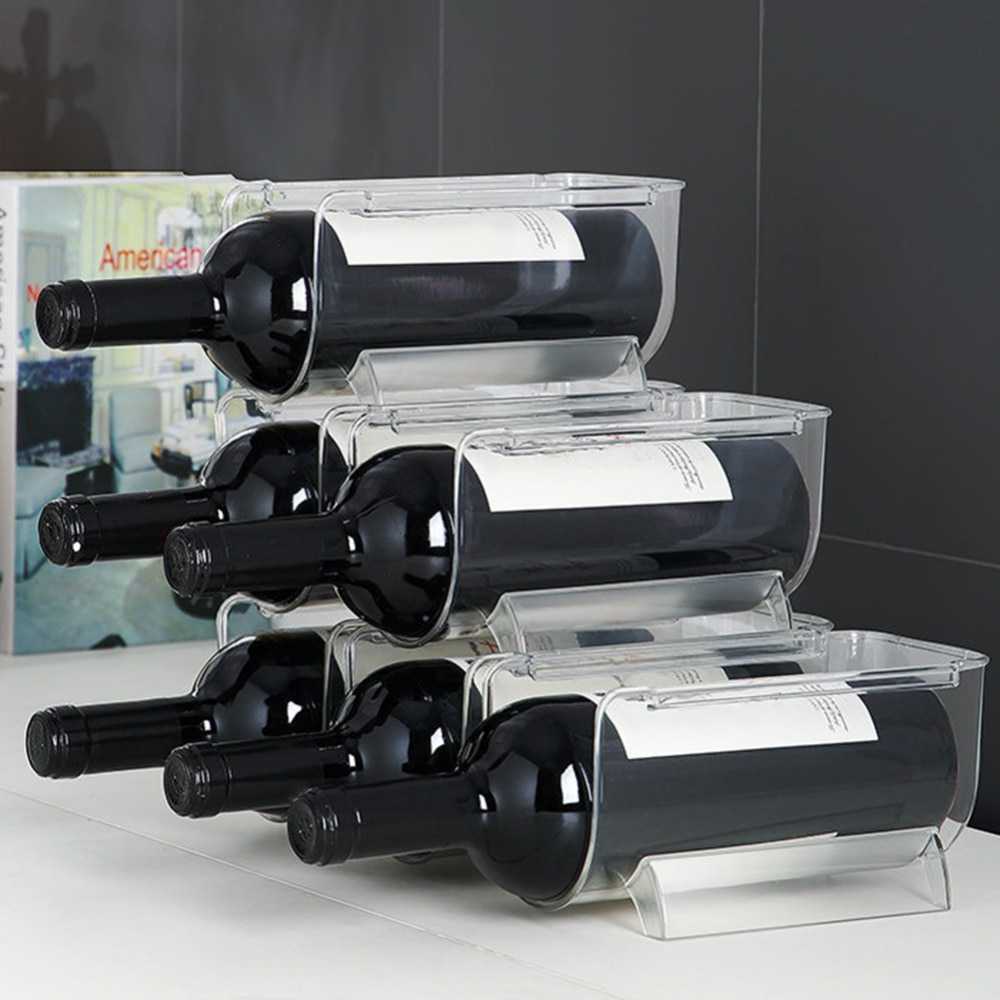 Stackable Wine Rack Bottle Holder Refrigerator Organizer Universal Beverage Bottle Organizer Champagne Storage Box