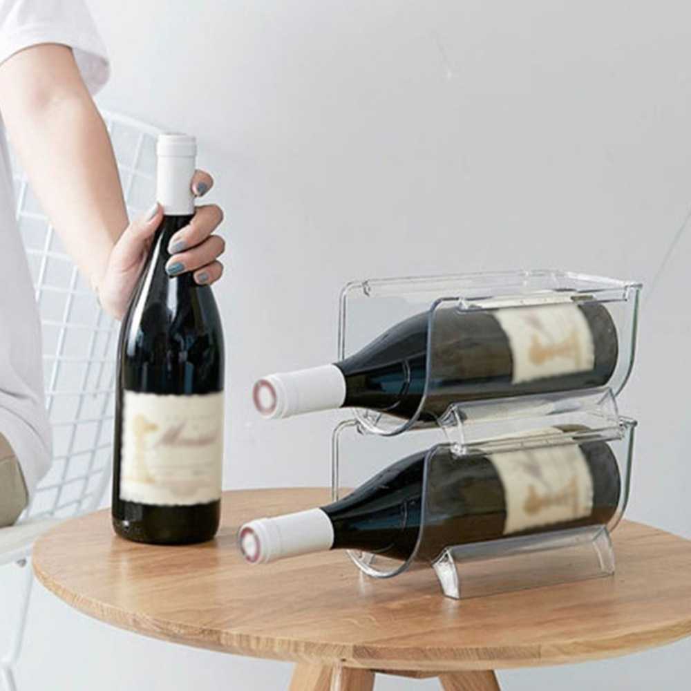 Stackable Wine Rack Bottle Holder Refrigerator Organizer Universal Beverage Bottle Organizer Champagne Storage Box