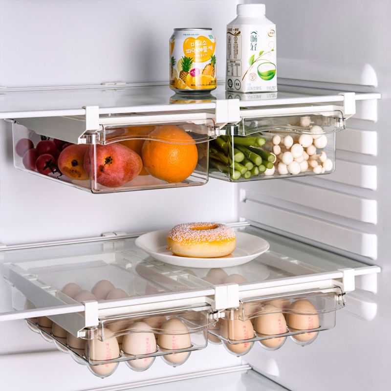 Fresh-keeping Kitchen Organizer Fridge Organizer Fruit Egg Refrigerator Storage Box Under-shelf Refrigerator Drawer Box