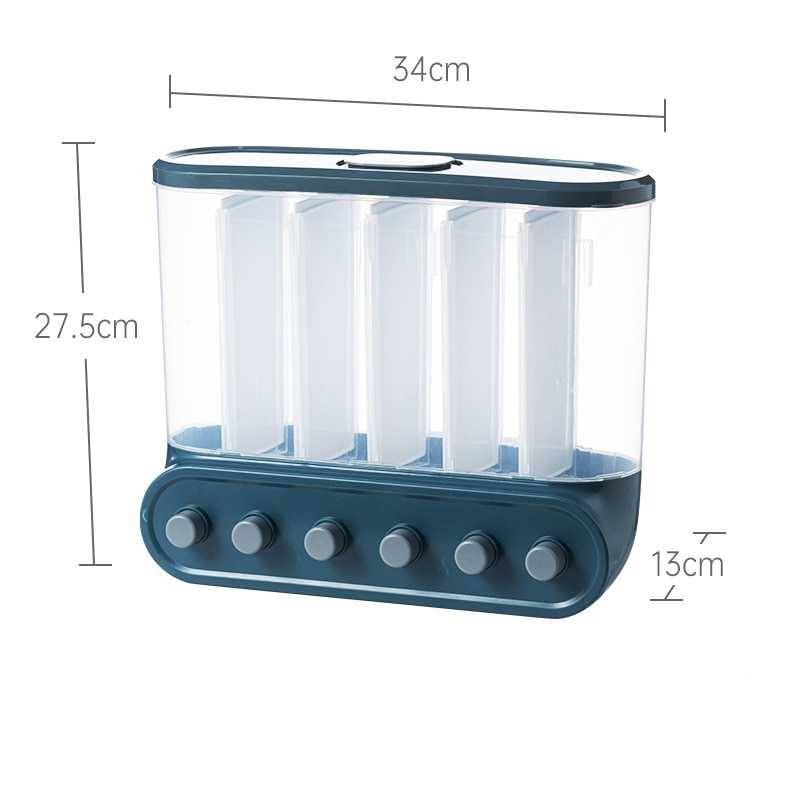 2/4/6L Food Grains Storage Tank Box Sealed Moisture Proof Rice Buckets Wall Mounted Organizer Kitchen Bulk Classified Container