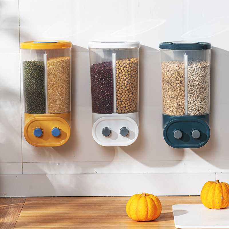 2/4/6L Food Grains Storage Tank Box Sealed Moisture Proof Rice Buckets Wall Mounted Organizer Kitchen Bulk Classified Container