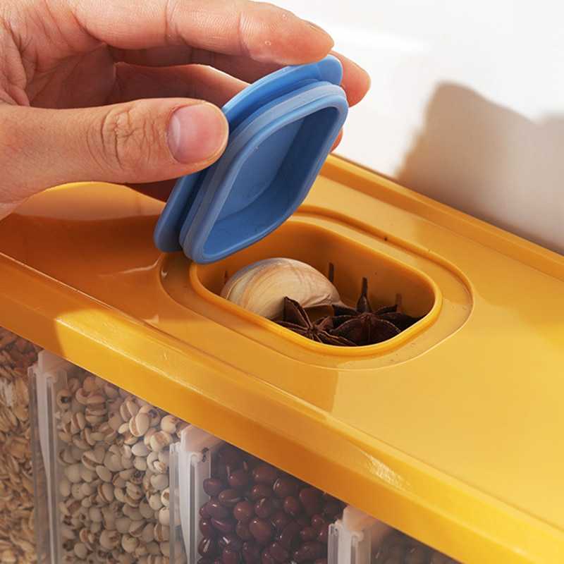 2/4/6L Food Grains Storage Tank Box Sealed Moisture Proof Rice Buckets Wall Mounted Organizer Kitchen Bulk Classified Container