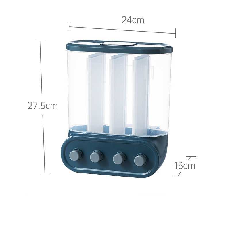 2/4/6L Food Grains Storage Tank Box Sealed Moisture Proof Rice Buckets Wall Mounted Organizer Kitchen Bulk Classified Container