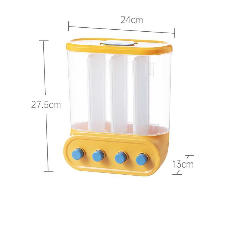 2/4/6L Food Grains Storage Tank Box Sealed Moisture Proof Rice Buckets Wall Mounted Organizer Kitchen Bulk Classified Container