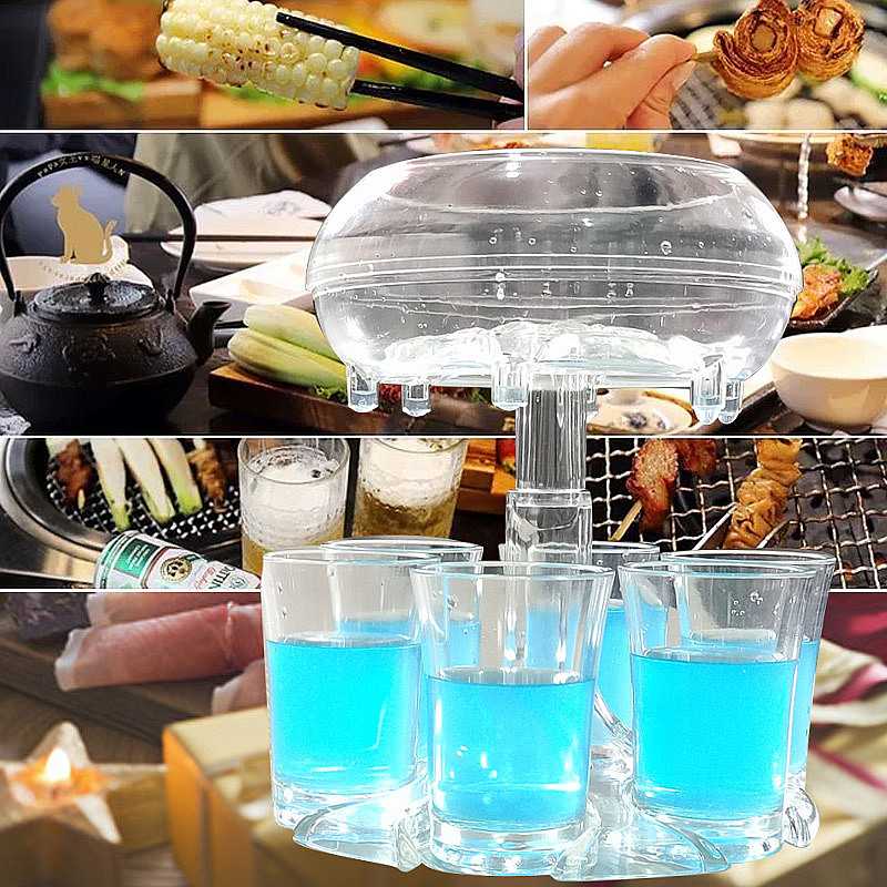 6 Shot Wine Dispenser Acrylic Holder Whisky Liquor Beer Dispenser Rack Pour Juice Beverage Divider Party Drinking Bar Club Tool