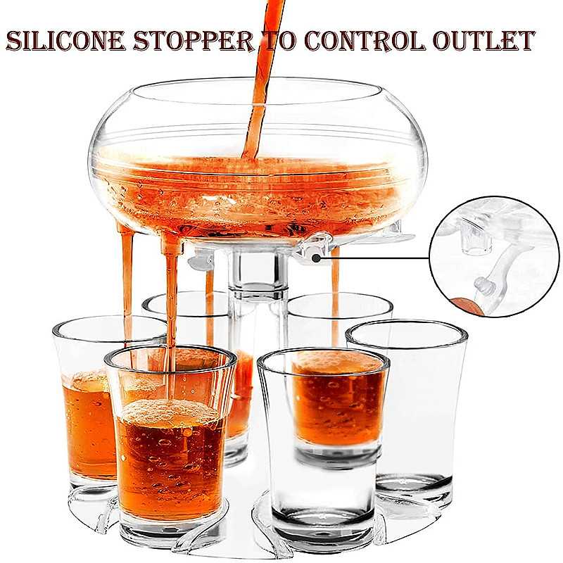 6 Shot Wine Dispenser Acrylic Holder Whisky Liquor Beer Dispenser Rack Pour Juice Beverage Divider Party Drinking Bar Club Tool