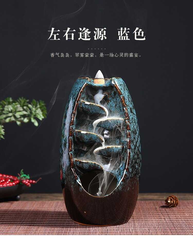 Burner Mountain River Ceramic Incense Holder Backflow Waterfall Incense Handicraft Home Decor Table Ornaments