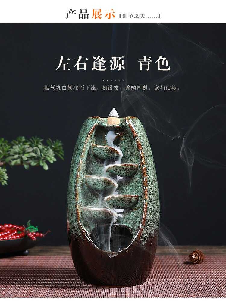 Burner Mountain River Ceramic Incense Holder Backflow Waterfall Incense Handicraft Home Decor Table Ornaments